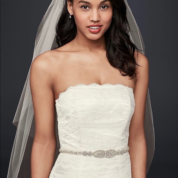 NWT David’s Bridal Ivory strapless wedding dress - Picture 2 of 8